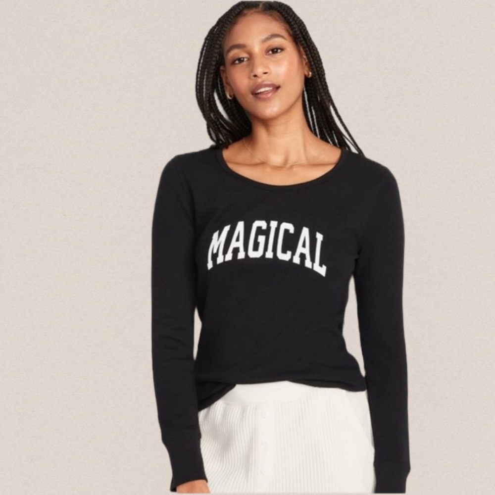 Printed Thermal-Knit Long-Sleeve Pajama Top